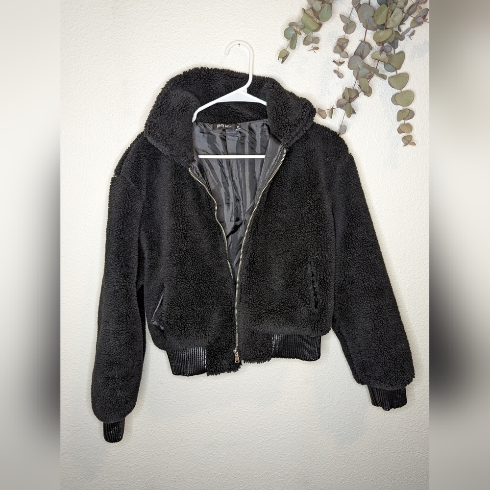 Nasty Gal Sherpa Crop Lined Zip-Up Jacket